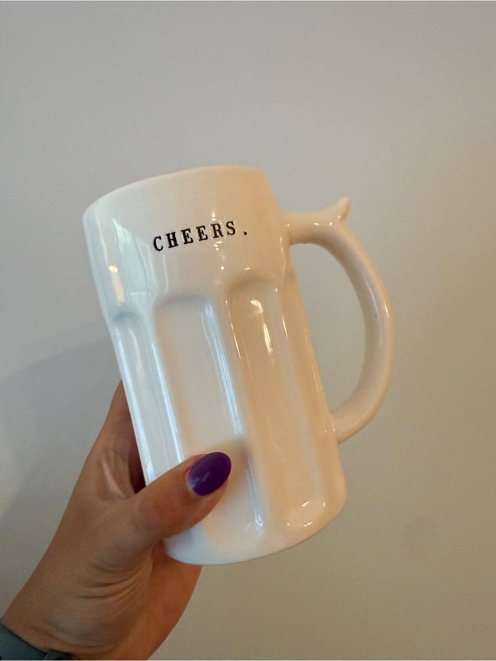 CHEERS. White Ceramic “beer” Mug – Home Dining